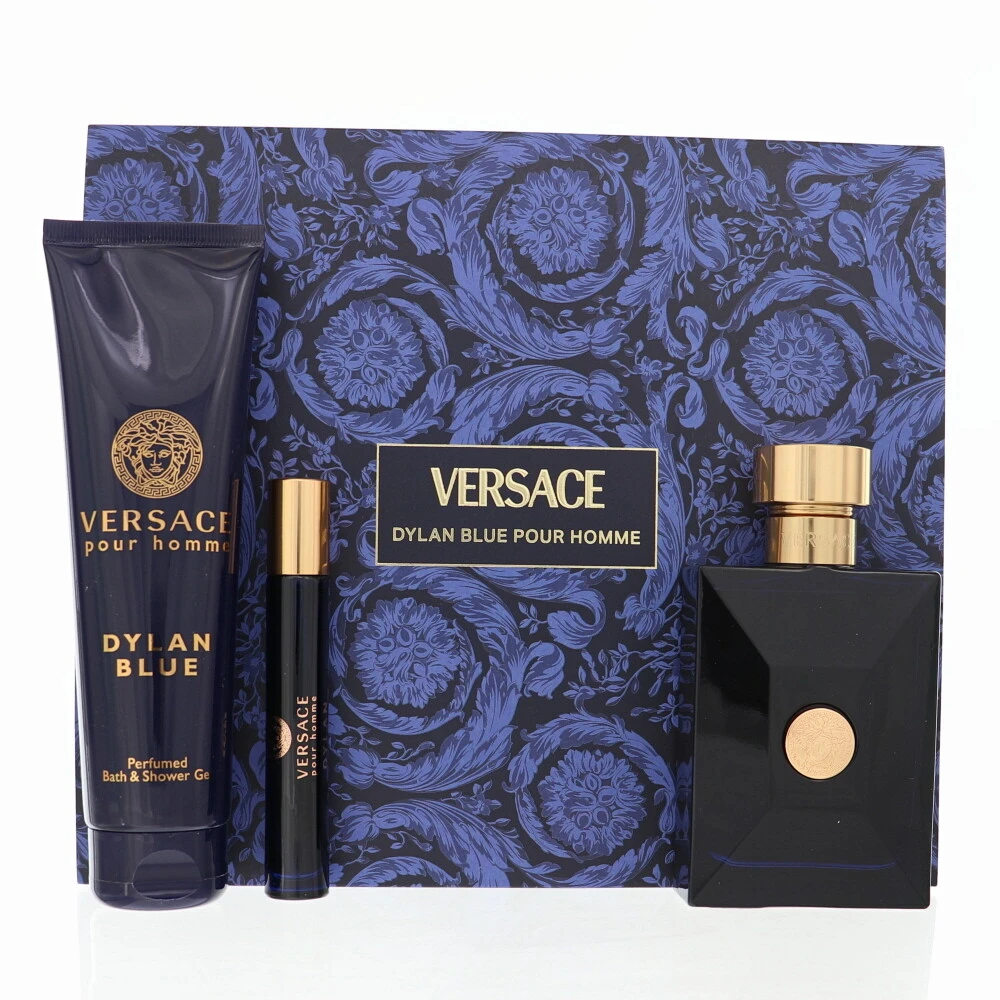 Versace 3-Piece Pour Homme Dylan Blue Gift Set for Men, 100ml EDT, 100ml Shower