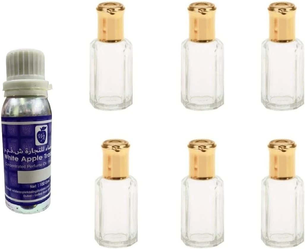White Apple Rose Mary Attar Set Unisex, 100ml Attar & 6 x 12ml Bottles (Free)